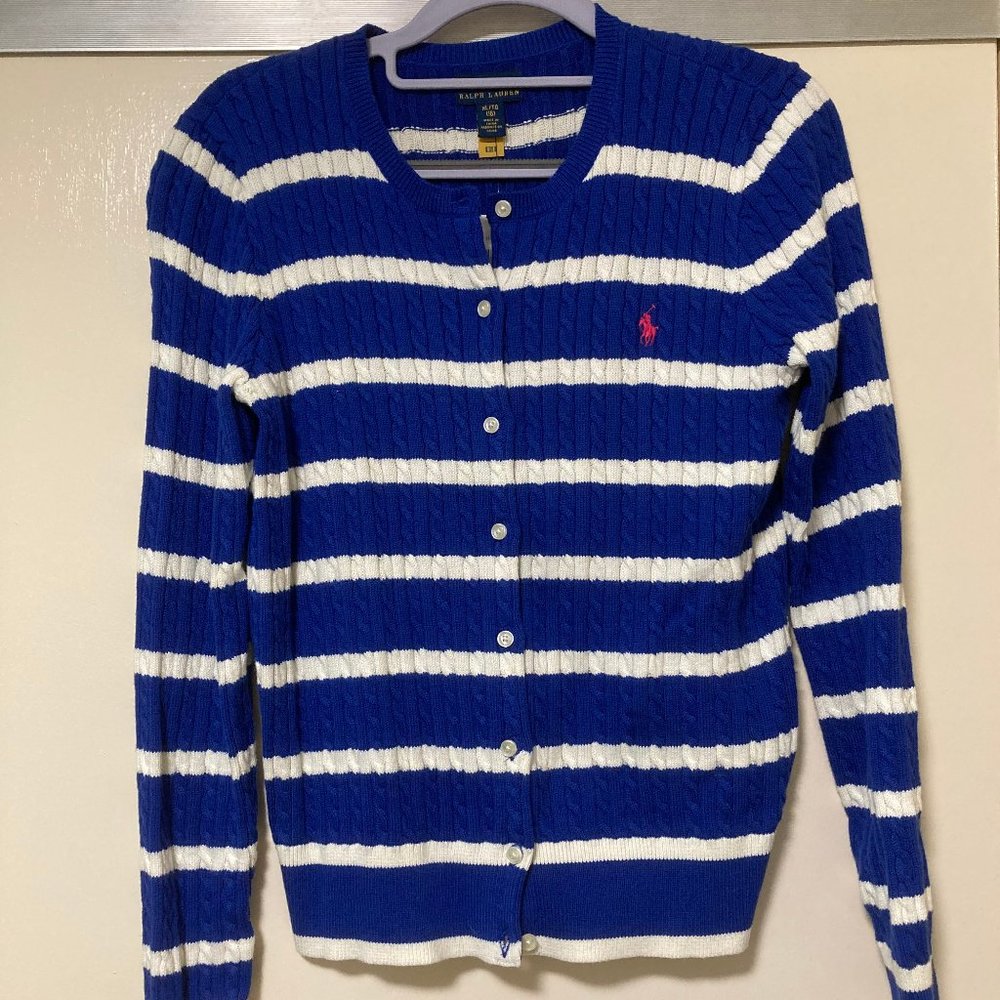Polo Ralph Lauren Girls blue stripe cardigan (NWT)